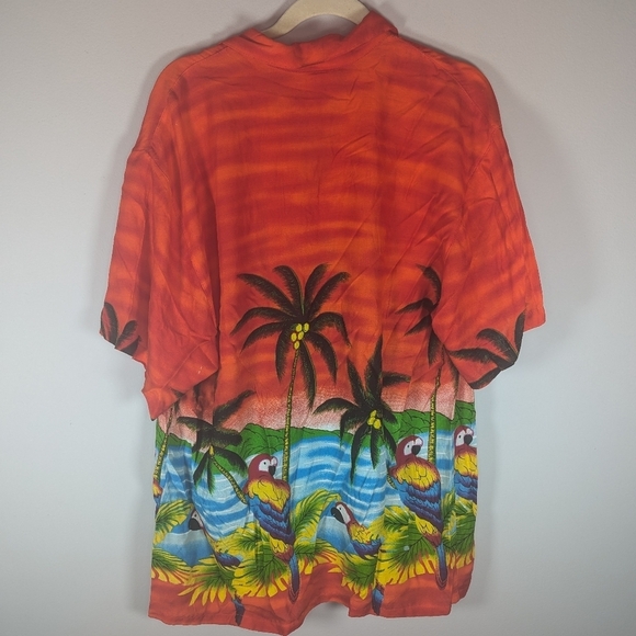 Vintage In-Gear Hawaiian tropical parrot palm tree button-up party shirt mens XL - Picture 4 of 6